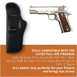 Black Eco Leather IWB Holster for 1911 5". Compatible with Colt, Sig Sauer P210. Left Hand