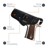 Black Eco Leather IWB Holster for 1911 5". Compatible with Colt, Sig Sauer P210. Left Hand