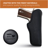 Black Eco Leather IWB Holster for 1911 5". Compatible with Colt, Sig Sauer P210. Left Hand