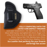 Black Eco Leather IWB Holster. Fits Ruger LC9, Taurus Slim 709. Left Hand