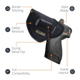 Black Eco Leather IWB Holster. Fits Ruger LC9, Taurus Slim 709. Left Hand