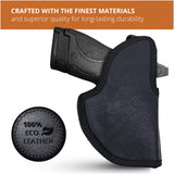Black Eco Leather IWB Holster. Fits Ruger LC9, Taurus Slim 709. Left Hand