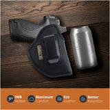 Black Eco Leather IWB Holster. Fits Ruger LC9, Taurus Slim 709. Right Hand