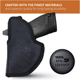 Black Eco Leather IWB Holster. Fits Ruger LC9, Taurus Slim 709. Right Hand