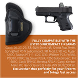 Subcompact IWB Eco Leather Holster with Light for Glock 26/27 / 33. Left Hand