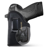 Black Subcompact IWB Eco Leather Holster with Light/Laser for S&W M&P Shield 9/40. Left hand