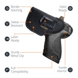 Black Subcompact IWB Eco Leather Holster with Light/Laser for S&W M&P Shield 9/40. Left hand