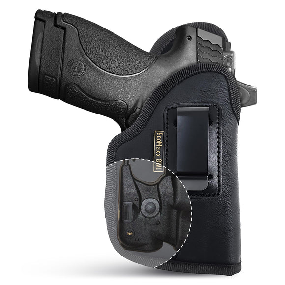 Black Subcompact IWB Eco Leather Holster with Light/Laser for S&W M&P Shield 9/40. Right hand