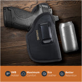 Black Subcompact IWB Eco Leather Holster with Light/Laser for S&W M&P Shield 9/40. Right hand