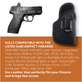 Black Subcompact IWB Eco Leather Holster with Light/Laser for S&W M&P Shield 9/40. Right hand