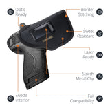 Black Subcompact IWB Eco Leather Holster with Light/Laser for S&W M&P Shield 9/40. Right hand