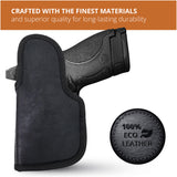 Black Subcompact IWB Eco Leather Holster with Light/Laser for S&W M&P Shield 9/40. Right hand