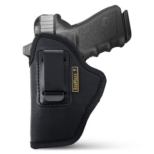 Black Optic/Laser Ready Compact Eco Leather IWB Holster for Glock 19. Left Hand