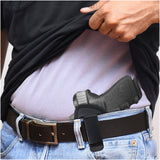 Black Optic/Laser Ready Compact Eco Leather IWB Holster for Glock 19. Left Hand