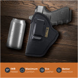 Black Optic/Laser Ready Compact Eco Leather IWB Holster for Glock 19. Left Hand