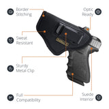 Black Optic/Laser Ready Compact Eco Leather IWB Holster for Glock 19. Left Hand