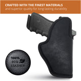 Black Optic/Laser Ready Compact Eco Leather IWB Holster for Glock 19. Left Hand