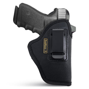 Black Optic/Laser Ready Compact Eco Leather IWB Holster for Glock 19. Right Hand