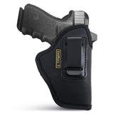 Black Optic/Laser Ready Compact Eco Leather IWB Holster for Glock 19. Right Hand