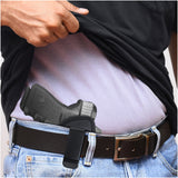 Black Optic/Laser Ready Compact Eco Leather IWB Holster for Glock 19. Right Hand