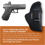 Black Optic/Laser Ready Compact Eco Leather IWB Holster for Glock 19. Right Hand