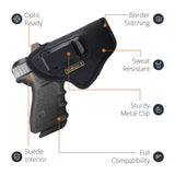 Black Optic/Laser Ready Compact Eco Leather IWB Holster for Glock 19. Right Hand