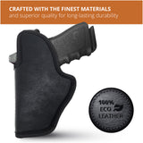 Black Optic/Laser Ready Compact Eco Leather IWB Holster for Glock 19. Right Hand