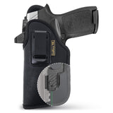 Black Subcompact IWB Eco Leather Holster with Light/Laser for Sig Sauer P320. Left Hand