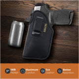 Black Subcompact IWB Eco Leather Holster with Light/Laser for Sig Sauer P320. Left Hand