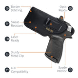 Black Subcompact IWB Eco Leather Holster with Light/Laser for Sig Sauer P320. Left Hand