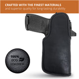 Black Subcompact IWB Eco Leather Holster with Light/Laser for Sig Sauer P320. Left Hand