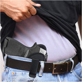 Black Subcompact IWB Eco Leather Holster with Light/Laser for Sig Sauer P320. Right Hand