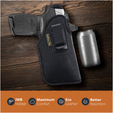 Black Subcompact IWB Eco Leather Holster with Light/Laser for Sig Sauer P320. Right Hand