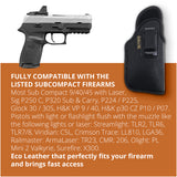Black Subcompact IWB Eco Leather Holster with Light/Laser for Sig Sauer P320. Right Hand