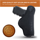 Premium Iwb Black Nylon PU Leather Holster - G19 M&P PK380 SR9C PPS Gun Holster
