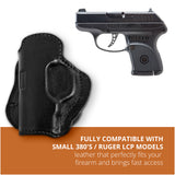 Leather OWB Paddle Holster For Small 380's Pistol, Ruger LCP