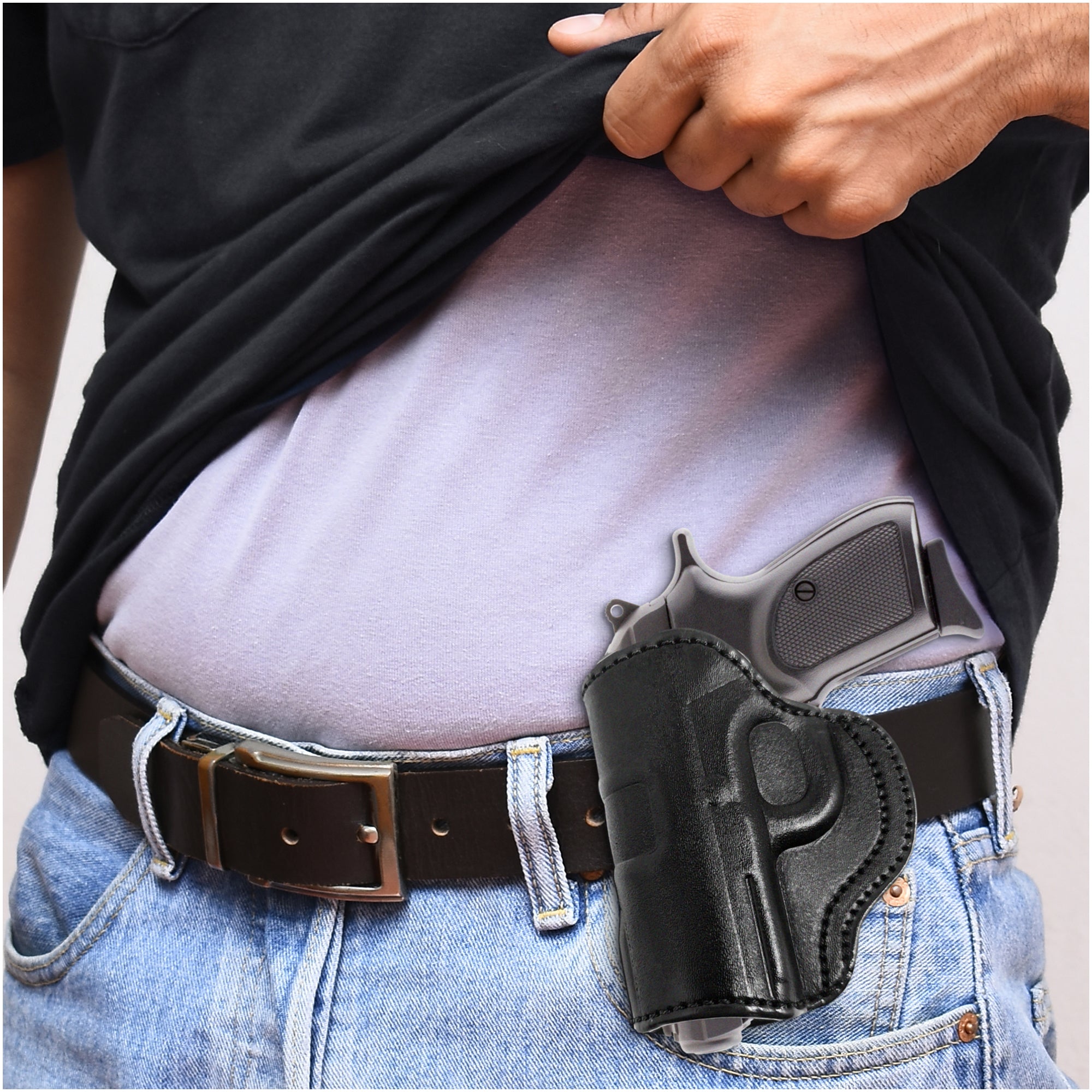 Leather OWB Paddle Holster For Small Guns 1911 3