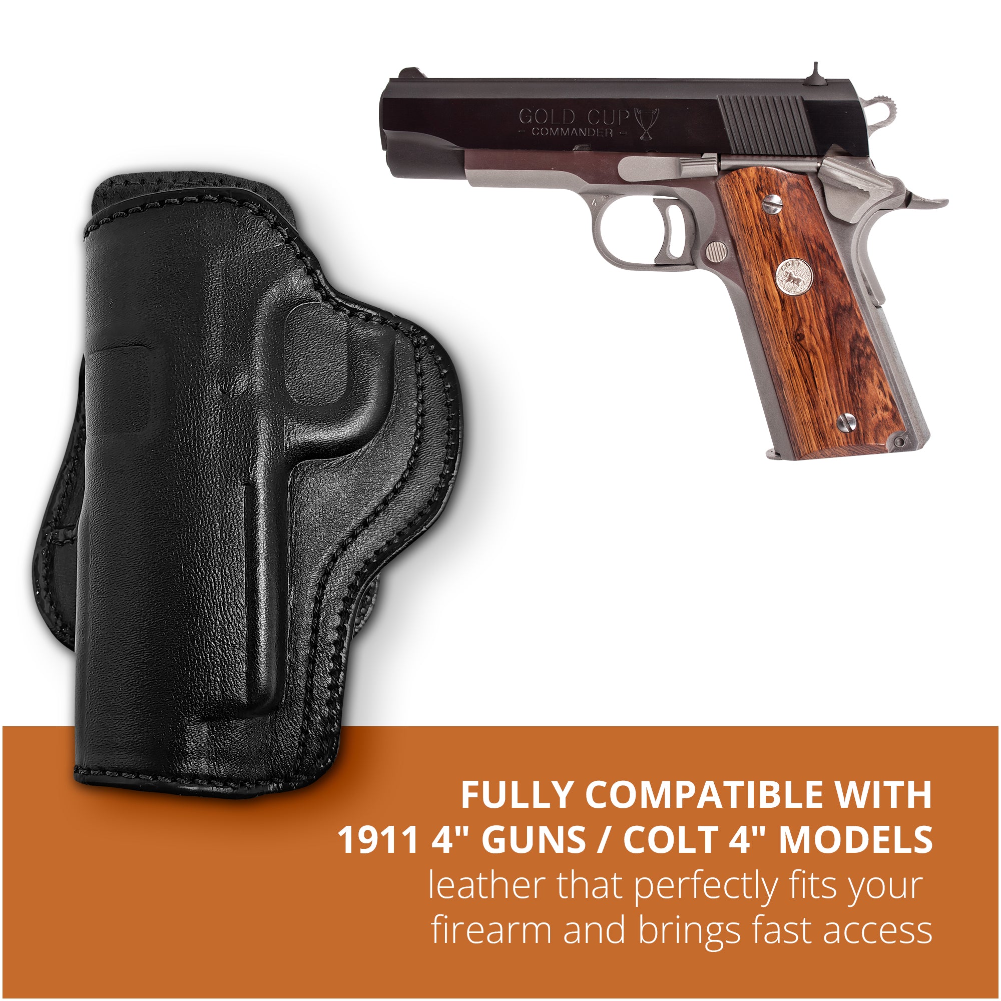 Leather OWB Paddle Holster For Guns 1911 4 display picture 1