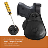Leather OWB Paddle Holster For Glock 26, Walther P22 Nano