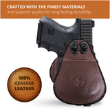 Leather OWB Paddle Holster For Glock 26, Walther P22 Nano