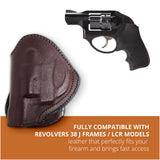 Leather OWB Paddle Holster For Revolvers 38 J Frame, Ruger LCR