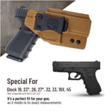 Glock 19 Holster IWB Kydex Holster. Fit: Glock 19, 23, 26, 27, 32, 33, 19X, 45