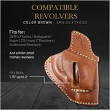 OWB Ambidextrous Leather Holster for Revolver. S&W J Frames