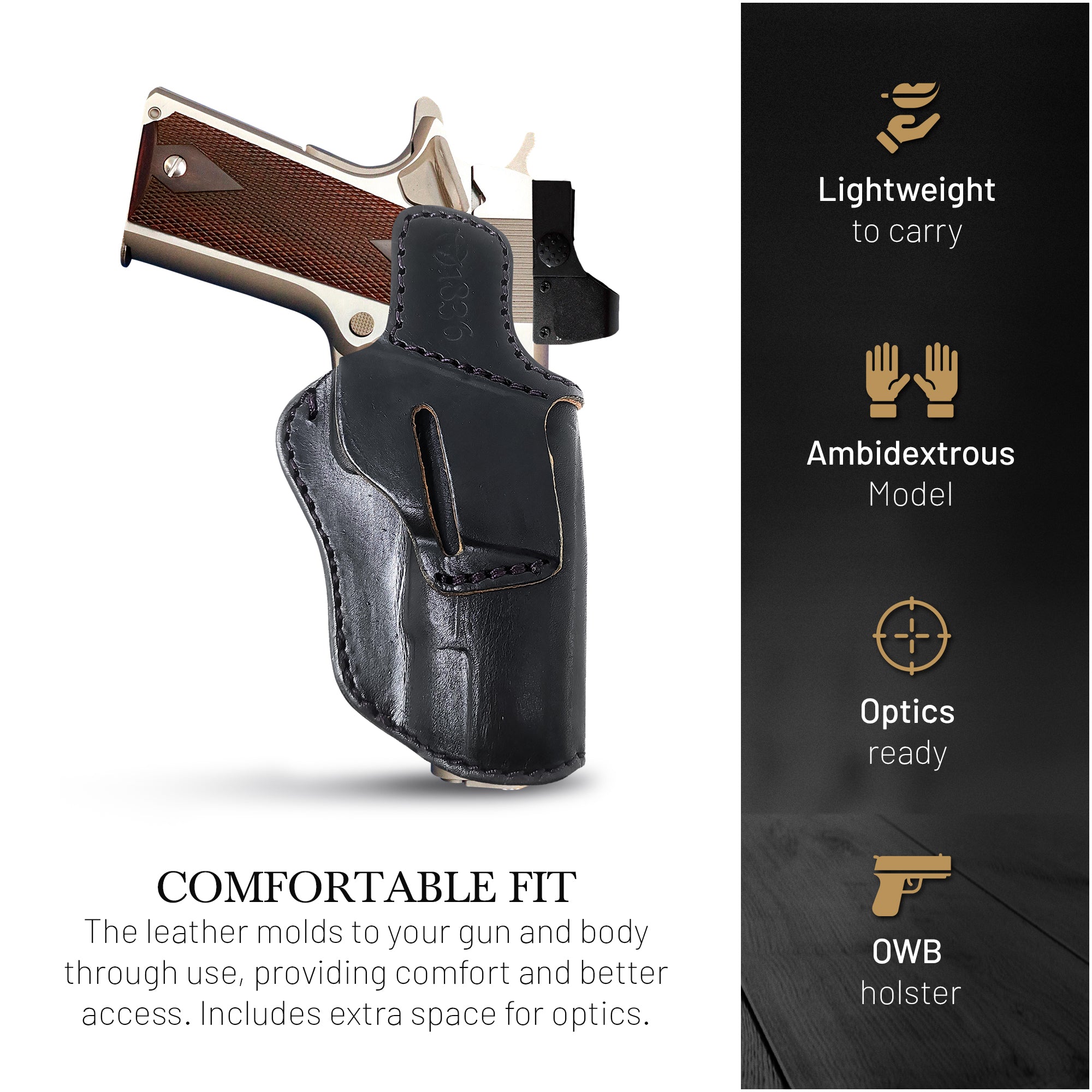 HD Concealed RH LH OWB IWB Leather Gun Holster For BROWNING 1911 380