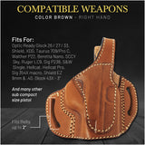 OWB Thumb Break Leather Revolver Holster. Fits for Glock 26/27/33/43X