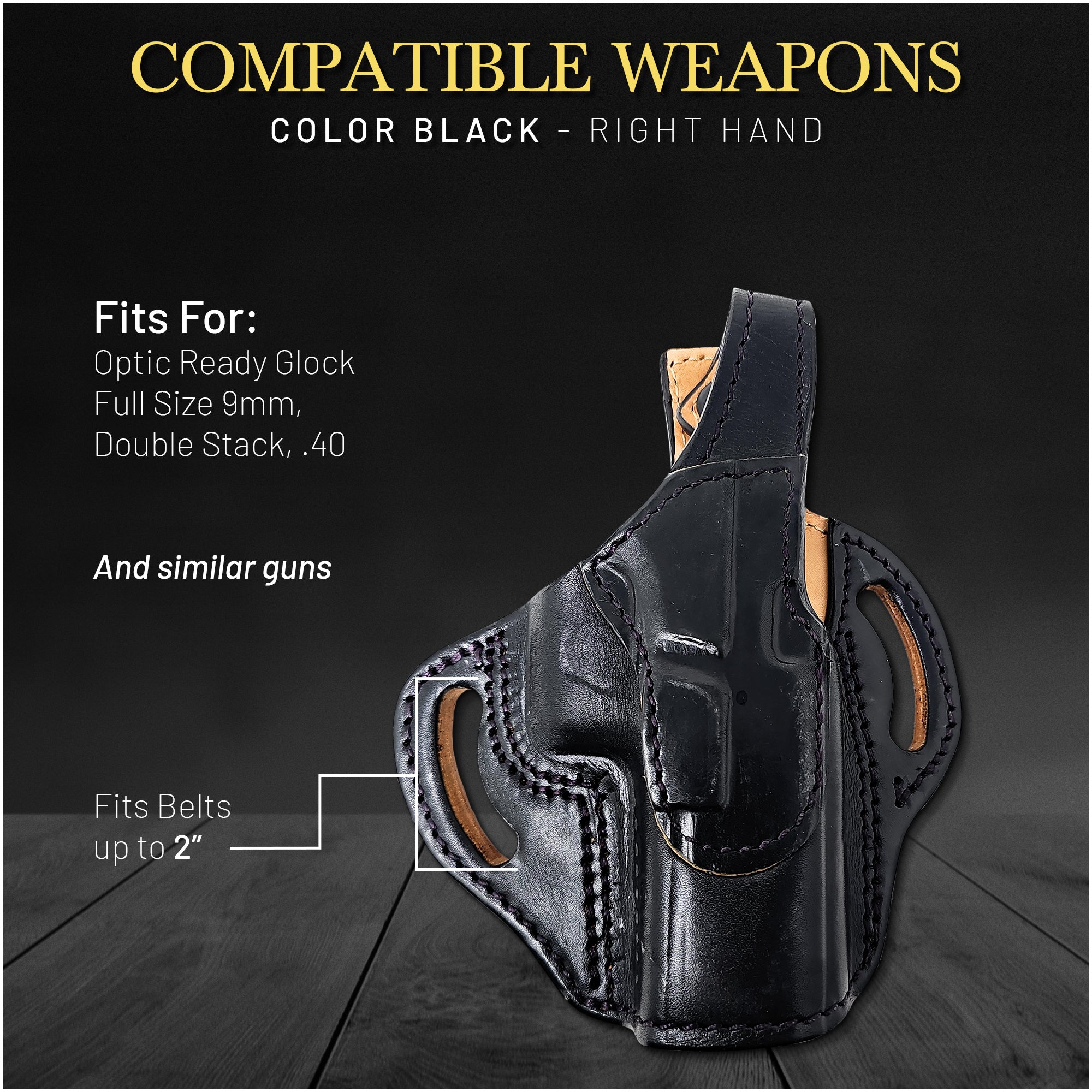 Uncle Mike's ITP Holster - Size 2, Left Hand, Black, With Retention Strap - View #14