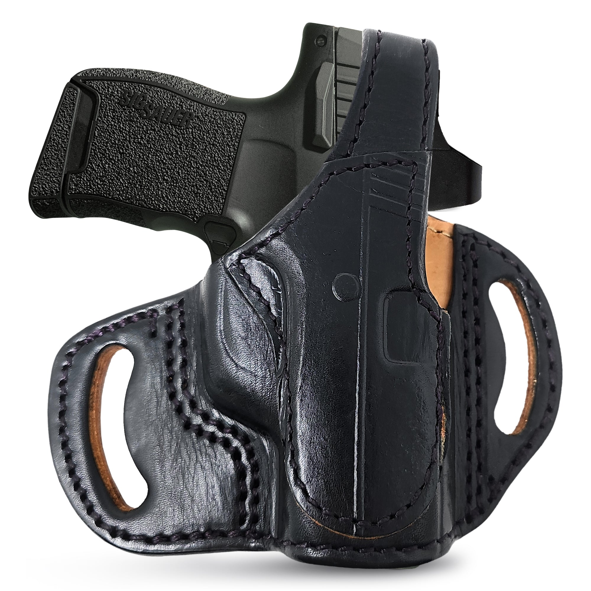 Custom Leather OWB Belt Holster For Kimber Micro 380 With Crimson Trace – Right Or Left Hand, Thumb Break, MyHolster Brand