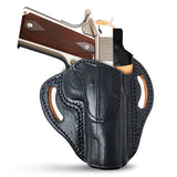 OWB Open Top Leather Holster for 1911-4"/5", 45 no Rail