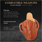 OWB Open Top Leather Holster for 1911-4"/5", 45 no Rail