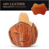 OWB Open Top Leather Holster for 1911, Shield 380 EZ Compact 3"